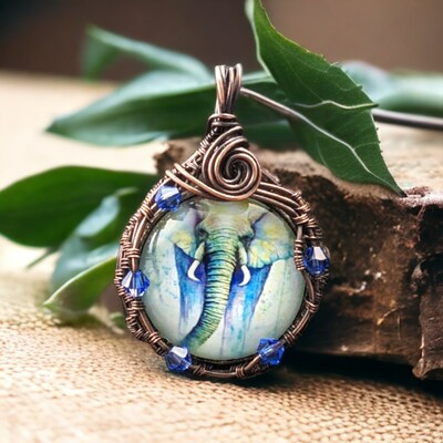 Julian Wire Wrapped Necklace with Elephant - image1
